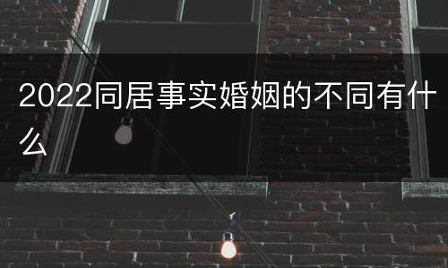 2022同居事实婚姻的不同有什么