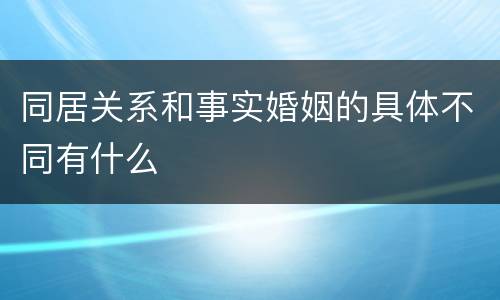 同居关系和事实婚姻的具体不同有什么