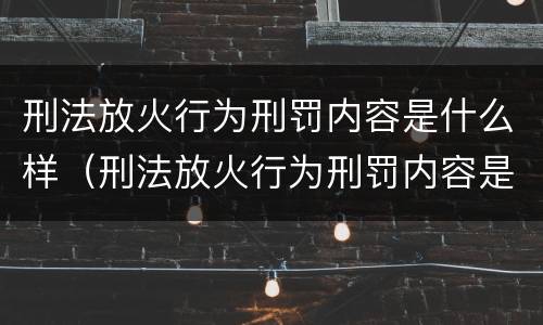 刑法放火行为刑罚内容是什么样（刑法放火行为刑罚内容是什么样的）