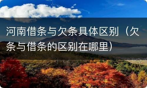 河南借条与欠条具体区别（欠条与借条的区别在哪里）