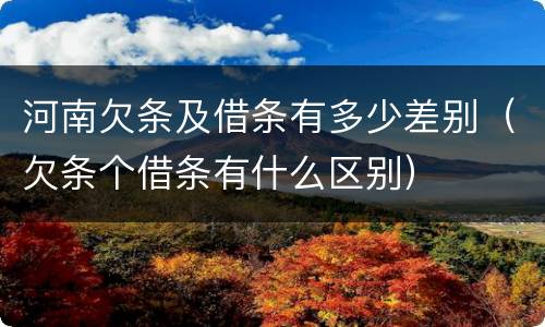 河南欠条及借条有多少差别（欠条个借条有什么区别）
