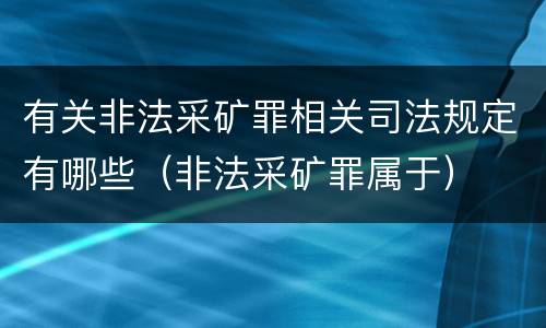 有关非法采矿罪相关司法规定有哪些（非法采矿罪属于）