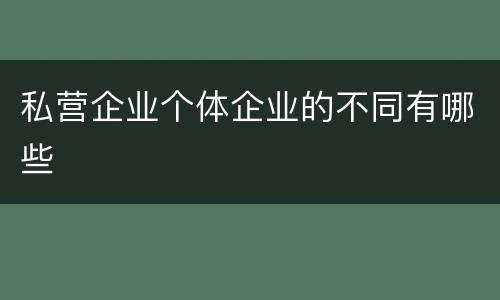 私营企业个体企业的不同有哪些