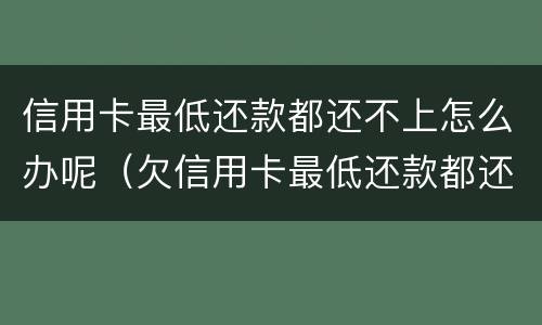 信用卡最低还款都还不上怎么办呢（欠信用卡最低还款都还不上怎么办）