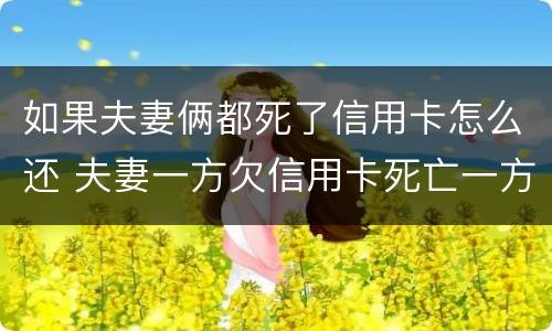 如果夫妻俩都死了信用卡怎么还 夫妻一方欠信用卡死亡一方无力偿还