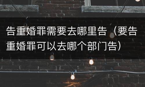 告重婚罪需要去哪里告（要告重婚罪可以去哪个部门告）
