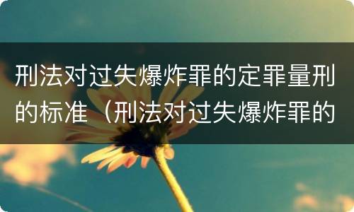 刑法对过失爆炸罪的定罪量刑的标准（刑法对过失爆炸罪的定罪量刑的标准是）