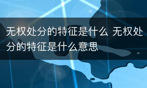 无权处分的特征是什么 无权处分的特征是什么意思