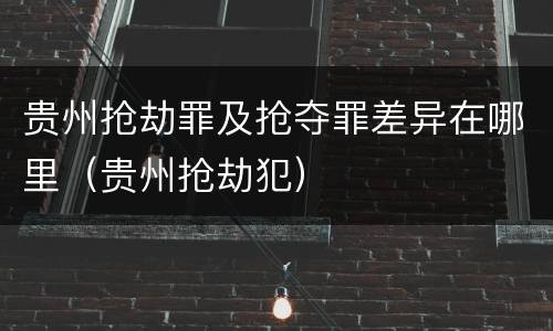 贵州抢劫罪及抢夺罪差异在哪里（贵州抢劫犯）