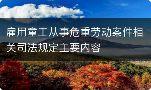 雇用童工从事危重劳动案件相关司法规定主要内容