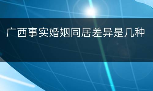 广西事实婚姻同居差异是几种