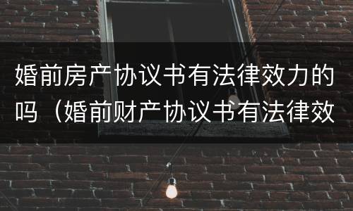 婚前房产协议书有法律效力的吗（婚前财产协议书有法律效力吗）