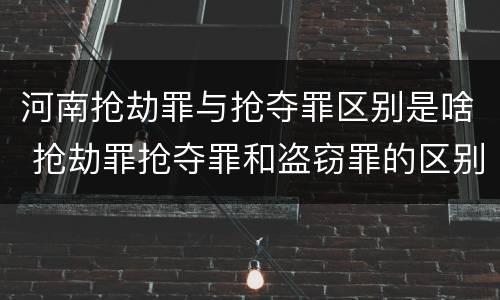 河南抢劫罪与抢夺罪区别是啥 抢劫罪抢夺罪和盗窃罪的区别