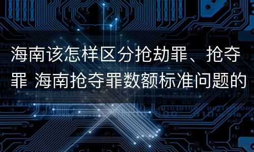 海南该怎样区分抢劫罪、抢夺罪 海南抢夺罪数额标准问题的规定