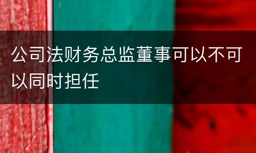 公司法财务总监董事可以不可以同时担任