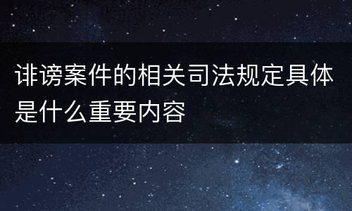 诽谤案件的相关司法规定具体是什么重要内容
