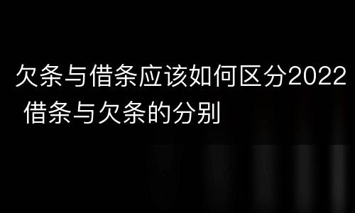 欠条与借条应该如何区分2022 借条与欠条的分别