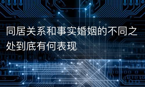 同居关系和事实婚姻的不同之处到底有何表现