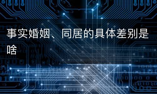 事实婚姻、同居的具体差别是啥