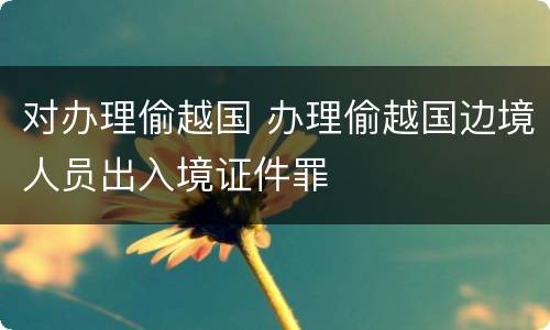 对办理偷越国 办理偷越国边境人员出入境证件罪