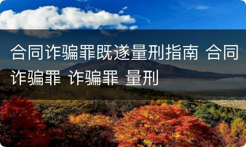 合同诈骗罪既遂量刑指南 合同诈骗罪 诈骗罪 量刑
