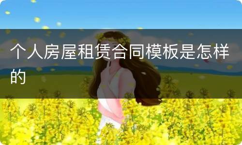 个人房屋租赁合同模板是怎样的