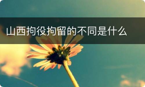 山西拘役拘留的不同是什么