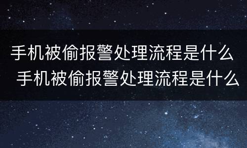 手机被偷报警处理流程是什么 手机被偷报警处理流程是什么意思