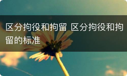 区分拘役和拘留 区分拘役和拘留的标准