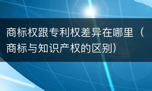 商标权跟专利权差异在哪里（商标与知识产权的区别）
