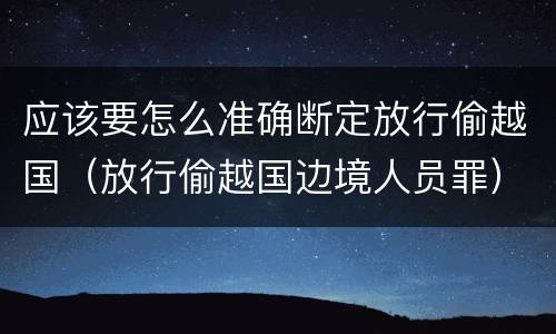 应该要怎么准确断定放行偷越国（放行偷越国边境人员罪）