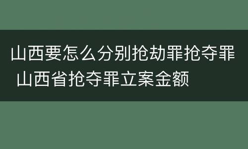 山西要怎么分别抢劫罪抢夺罪 山西省抢夺罪立案金额