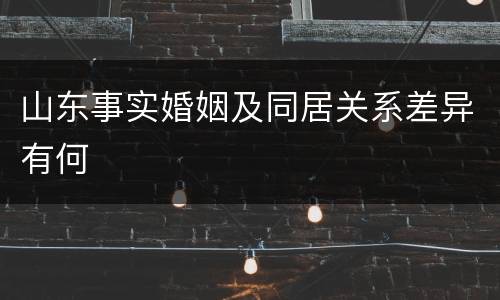 山东事实婚姻及同居关系差异有何