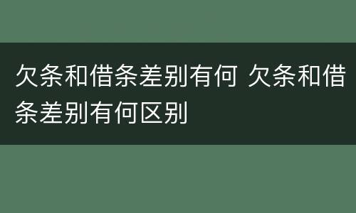 欠条和借条差别有何 欠条和借条差别有何区别