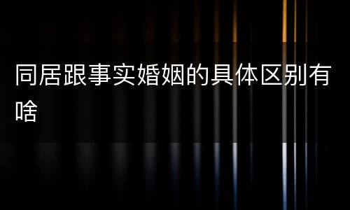 同居跟事实婚姻的具体区别有啥