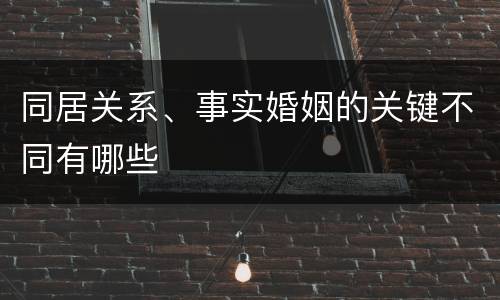 同居关系、事实婚姻的关键不同有哪些