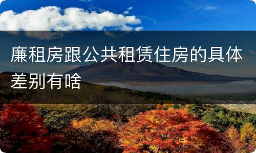 廉租房跟公共租赁住房的具体差别有啥