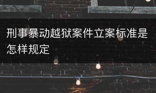 刑事暴动越狱案件立案标准是怎样规定