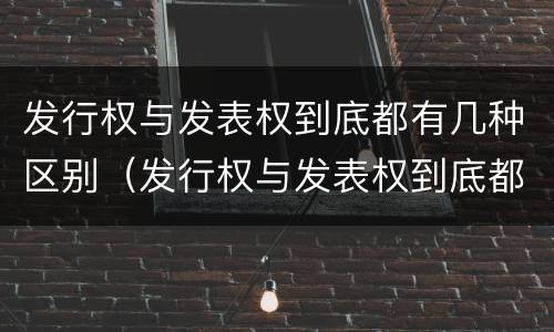 发行权与发表权到底都有几种区别（发行权与发表权到底都有几种区别呢）
