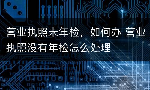 营业执照未年检，如何办 营业执照没有年检怎么处理