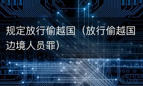 规定放行偷越国（放行偷越国边境人员罪）