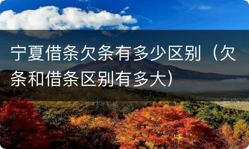 宁夏借条欠条有多少区别（欠条和借条区别有多大）