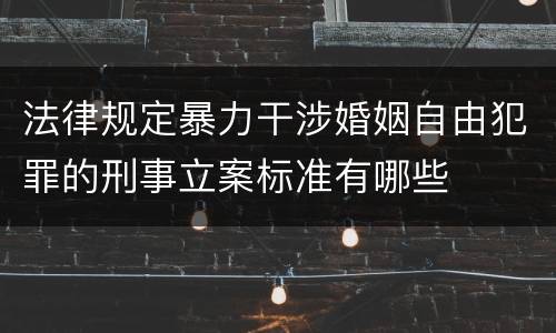 法律规定暴力干涉婚姻自由犯罪的刑事立案标准有哪些