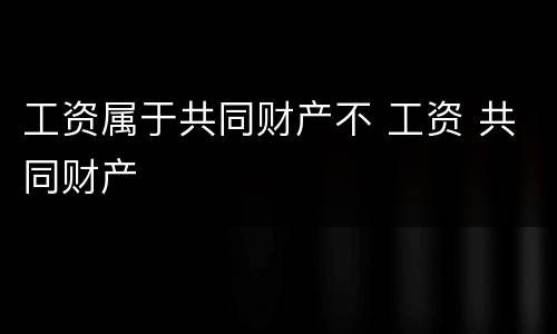 工资属于共同财产不 工资 共同财产