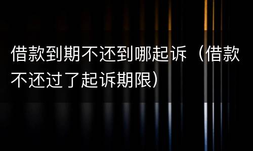 借款到期不还到哪起诉（借款不还过了起诉期限）