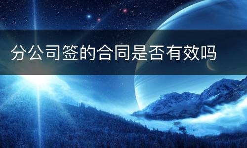 分公司签的合同是否有效吗