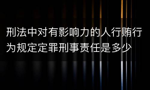 刑法中对有影响力的人行贿行为规定定罪刑事责任是多少