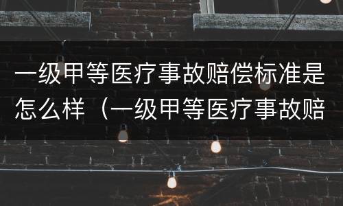 一级甲等医疗事故赔偿标准是怎么样（一级甲等医疗事故赔偿标准是怎么样计算的）