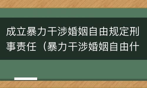 成立暴力干涉婚姻自由规定刑事责任（暴力干涉婚姻自由什么时候公诉）
