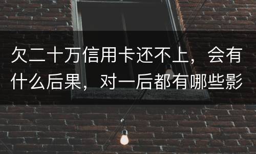 欠二十万信用卡还不上，会有什么后果，对一后都有哪些影响